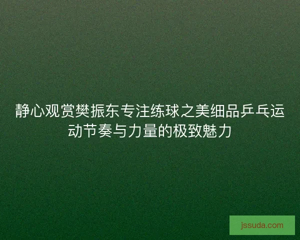 静心观赏樊振东专注练球之美细品乒乓运动节奏与力量的极致魅力